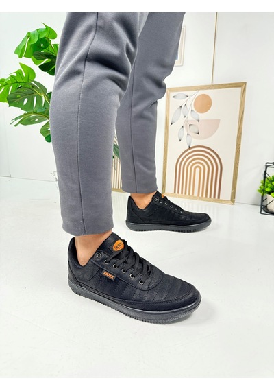 Günlük Erkek Sneaker Bağcıklı Dikişli Hafif Rahat Yürüyüş Spor Ayakkabı 013c Siyah