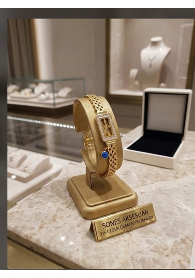 Gram Altın1 Gold Kadın Çelik Kelepçe Altın - Gümüş - Rose