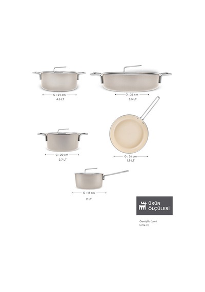Karaca X Refika Swiss Crystal 9 Parça Tencere Seti Beige Bej