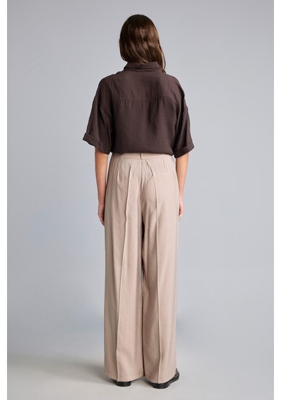 Defacto Wide Leg Cepli Yüksek Bel Geniş Paça Akışkan Pantolon I5523ax26aubg647 Bej-bg647