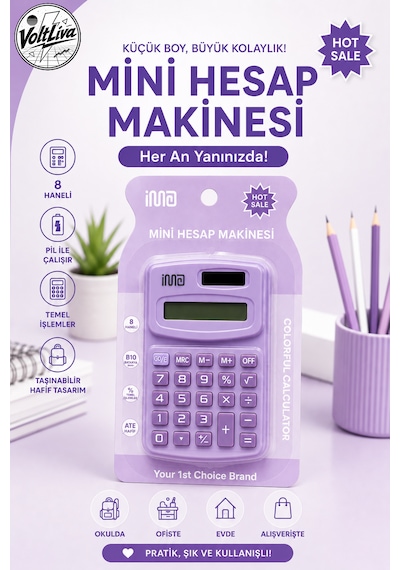 Lila Mini Hesap Makinesi