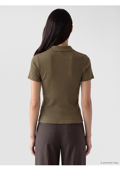 Lcw Everyday Haki Polo Yaka Kadın Body