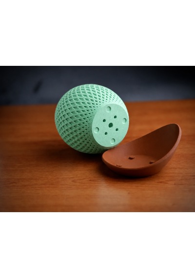 3d Baskı Küre Saksı - Kafes Dokulu İki Parçalı Dekoratif Saksı - Mint-kahverengi 66329330