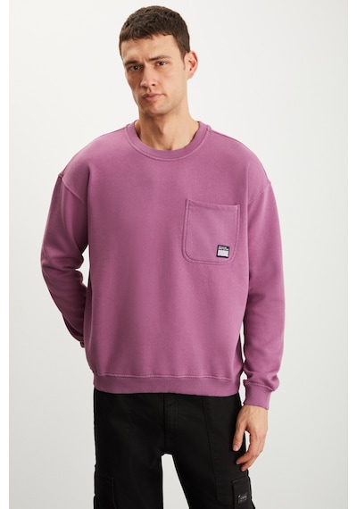 Grimelange Dımıtrı Erkek Soluk Efektlı Ceplı Süs Etiketli Oversıze Fit Bordo Sweatshirt
