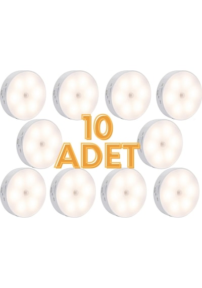 10 Adet Koridor Ve Merdiven Için Şarjlı Hareket Sensörlü Led Işık