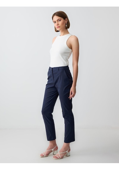 Jimmy Key Lacivert Normal Bel Normal Paça Dokuma Gabardin Pantolon 5sw184133493