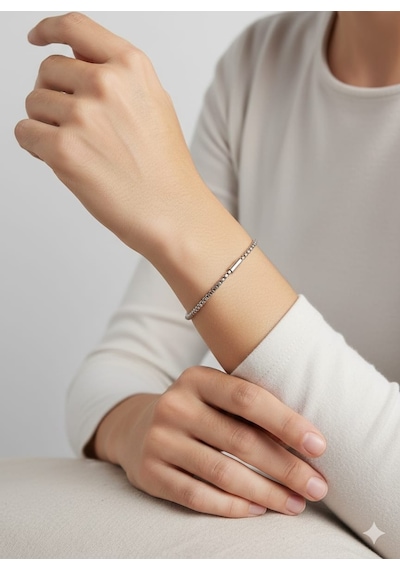 Akfecan Erkek Unisex Kadın Paslanmaz Çelik Bileklik Gümüş