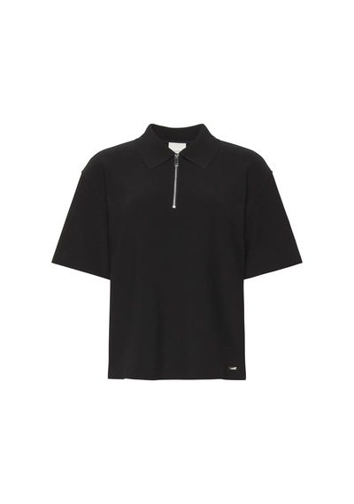 Calvin Klein Ss Taılored Knıt Collar Zıp Top Kadın Siyah Polo T-shirt