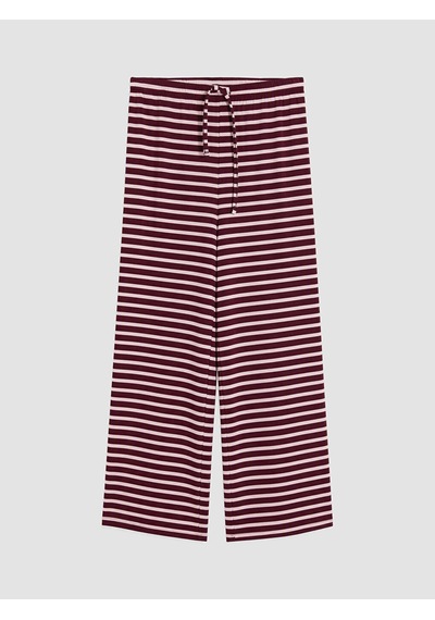 Lcw Dream Kahverengi Beli Lastikli Çizgili Kadın Pijama Altı