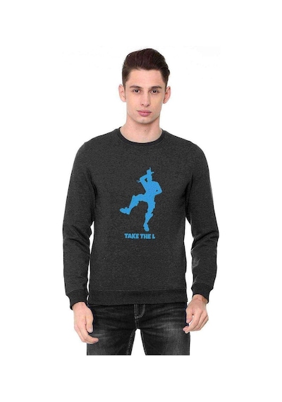 Fortnite Take The L Baskılı Füme Antrasit Erkek Sweatshirt
