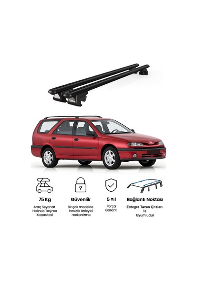 Venüs Renault Laguna Station Wagon 1994-2000 Uyumlu Siyah Ara Atkı Port Bagaj Tavan Barı