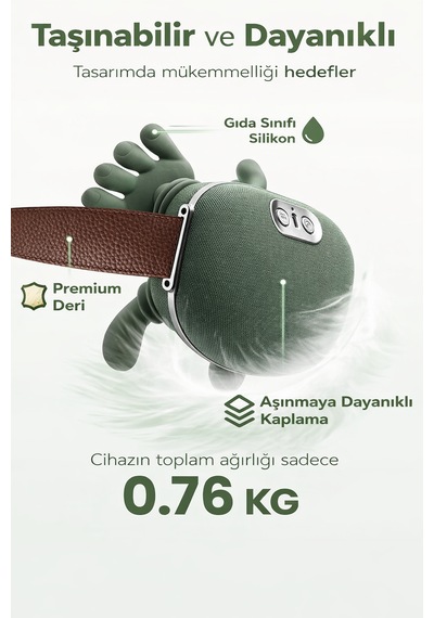 Qasul 3d Boyun Ve Omuz Masaj Aleti Şarjlı, Isıtmalı, Derin Doku Masaj Cihazı Evde Profesyonel Masaj Açık Yeşil