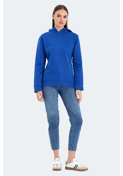 Slazenger Kathy In Kadın Kapüşonlu Saks Mavi Sweatshirt Saks Mavi
