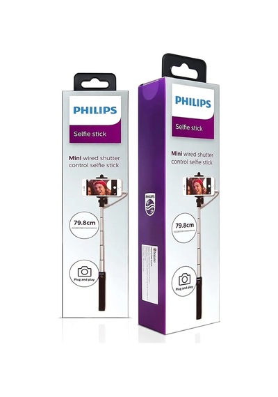 Philips Uyumlu 3.5 MM Kablolu 270 Derece Dönebilen Premium Selfie Çubuğu 3611 Lila