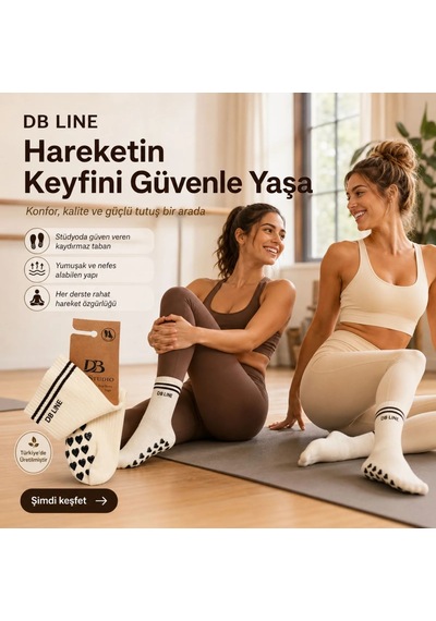 Genel Db Lıne Kaydırmaz Yoga Pilates Çorabı 8'li Pamuklu Silikon Taban, Ba Çok Renkli / 36-40 / 8 Adet Çok  Renkli