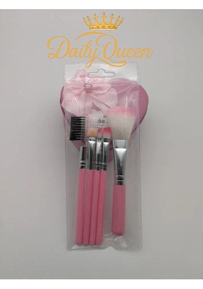 Daily Queen Pembe 5 Li Mini Makyaj Fırça Seti Seyahat Boy, Yumuşak Sentetik Kıllar, Çok Amaçlı Kullanım