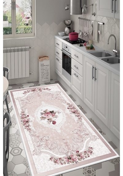 West Home Dijital Baskı Yıkanabilir Kaymaz Taban Salon Halısı Mutfak Halısı Yolluk Ve Banyo Paspası Wh 031 Rose