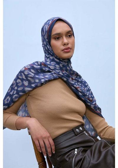 Silk Home Eco Viscose Şal Lacivert Indigo Vizon Kiremit Leopar Desenli Nefes Alan 90x200 Çok Renkli