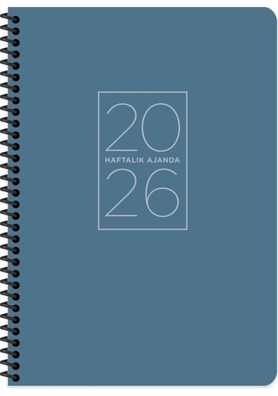Keskin 2026-20 28 Spiralli Haftalık Ajanda-mavi Mavi