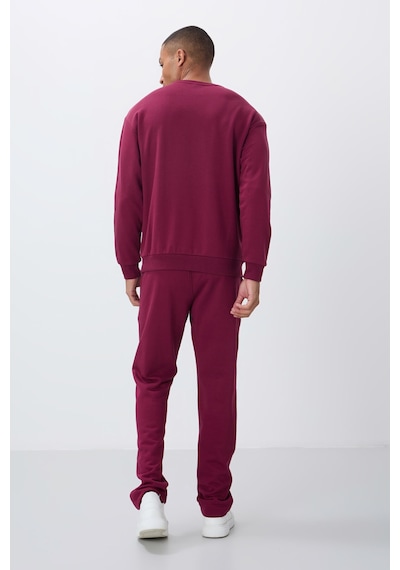 Tommy Life Erguvan Kompakt Pamuklu Kalın Pürüzsüz Dokulu O Yaka Comfort Fit Erkek Eşofman Takım -85263 Mor