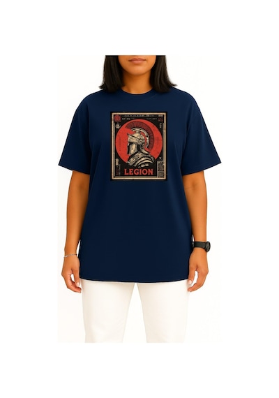 Bahriyeli Collection Oversize Roma Lejyoner Göğüs Baskılı Unisex T-shirt Lacivert