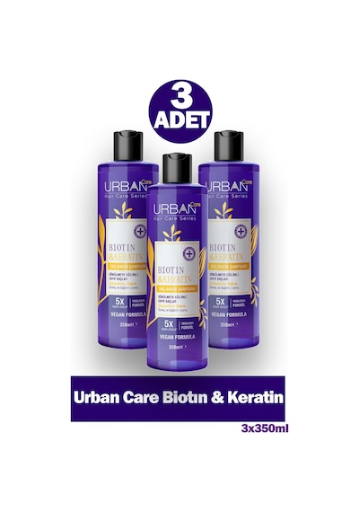 Urban Care Biotın & Keratin 5x Daha Güçlü Şampuan 350 M 3 Adet