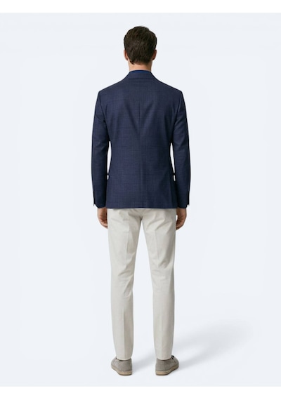 Kip Gri Mikro Modern Fit Yün Karışımlı Ceket