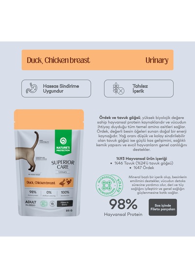 Nature S Protection Superior Care Urinary Ördekli & Tavuk Göğüslü Sos İçinde Yaş Kedi Maması 85g