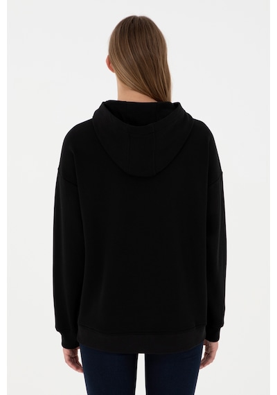 U.S. Polo Assn. Kadın Siyah Kapüşonlu Sweatshirt 50291265-VR046