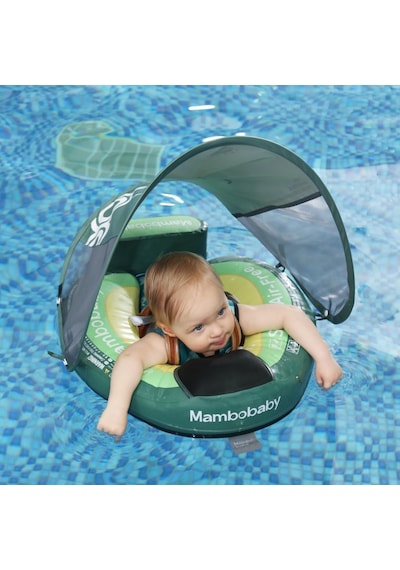 Mambobaby Yüzme Simidi - Avokado, Emniyetli, Gölgelikli Ve Ayak Destekli