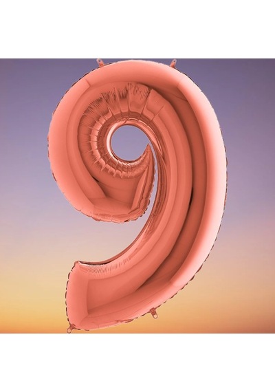 Folyo Rakam 9 Rosegold Renginde Bronz 40 İnç 100 Cm Grabo Doğum Günü Balonu Çok Renkli