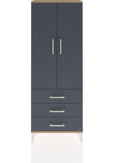 Arges Dolap 4 Raflı 3 Çekmeceli 2 Kapaklı 60x30x163 Çam-antrasit Çam