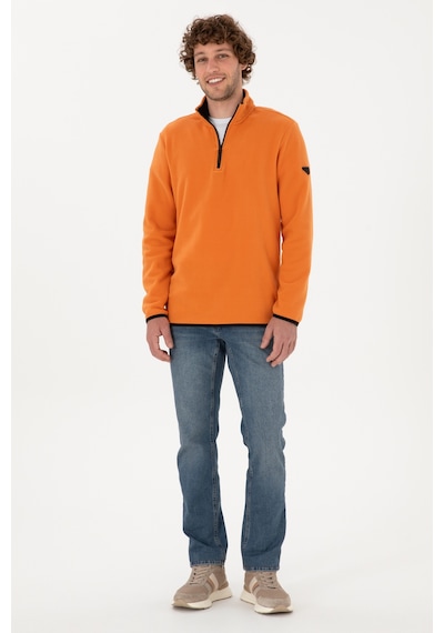 U.S. Polo Assn. Erkek Regular Fit Bakır Polar Yarım Fermuarlı Basic Sweatshirt 50313777-VR182