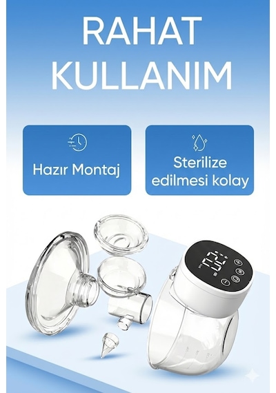 Babyhope MY-376 Göğüs Pompası Şarjlı Giyilebilir Elektrikli Sessiz ve Elleri Serbest Kullanım
