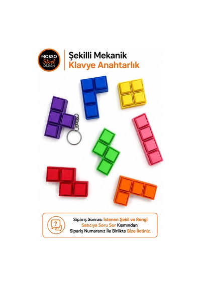 Şekilli Mekanik Klavye Anahtarlık Tetris Klavye Anahtarlık Klik Sesli Fidget Mekanik Switch Keychain