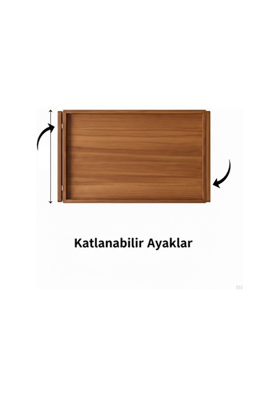 Ahşap Katlanabilir Yatak Tepsisi Çok Amaçlı Servis Ve Laptop Sehpası, Doğal Ahşap, 40x30 Cm, Yükseltilmiş Kenarlı Çok Renkli