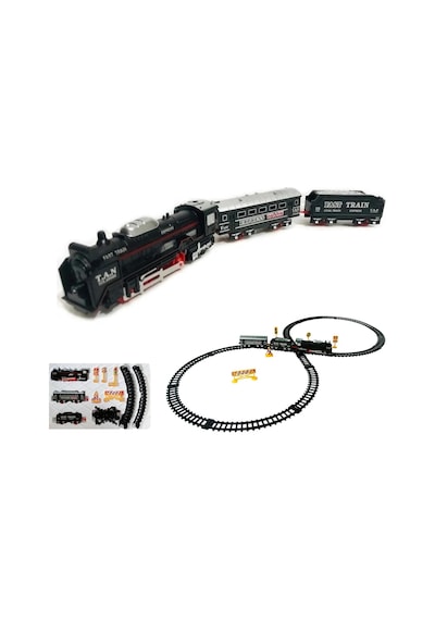 Giffy / 23 Parça Işıklı Klasik Tren Seti 96cm 3 Farklı Ray Modeli Pilli Retro Tren Raylı Oyunca