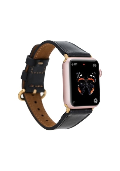 Bouletta Watch Uyumlu Deri Kordon 38-40-41Mm Roma Rst1 Siya
