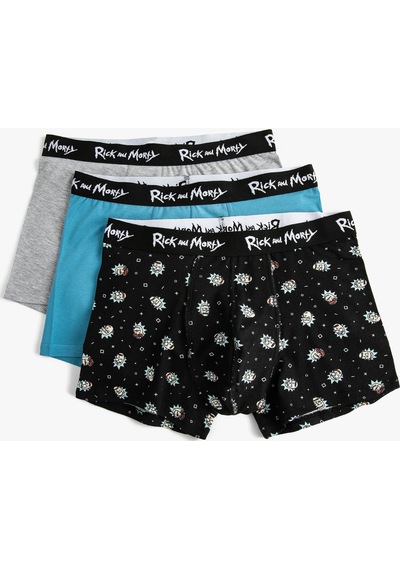 Koton Rick And Morty 3'Lü Boxer Seti Lisanslı Desenli Siyah Desenli 5Wlm90005Mk Siyah