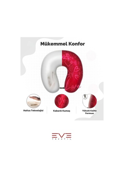 Ortopedik Seyahat Yastığı Visco Boyun Destekli Seyahat Yastığı Hipoalerjik Love Desenli
