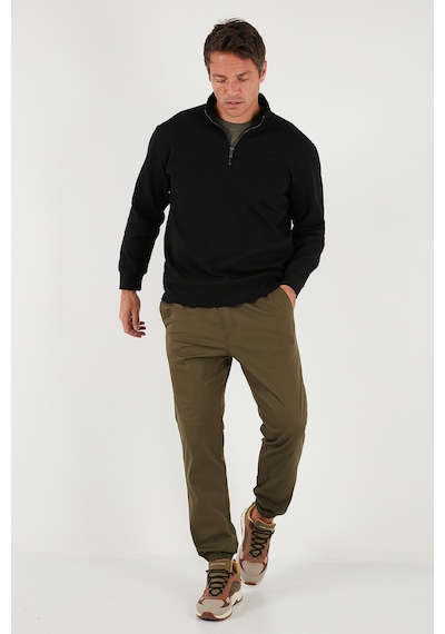 Buratti Pamuklu Regular Fit Yarım Fermuarlı Dik Yaka Erkek Sweat 5905470 Siyah
