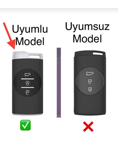 Autohan Keys Lüx Chery Tiggo 7 Pro 3 Buton Smart Nano Anahtar Kılıfı Kırmızı Gold Altın Renk