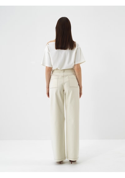 Xint Ekru Modal Dokulu Oversize Pantolon 201294