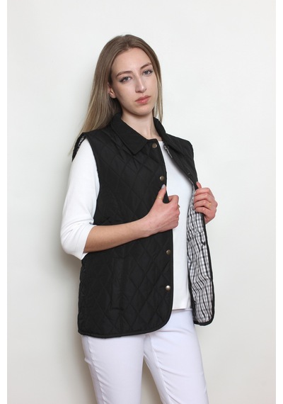 CottonCool Kadın Kapitone Yelek Siyah