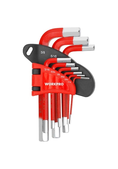Workpro Wp222016 9 Parça Kısa Boy Cr-v İnç Profesyonel Allen Anahtar Takımı