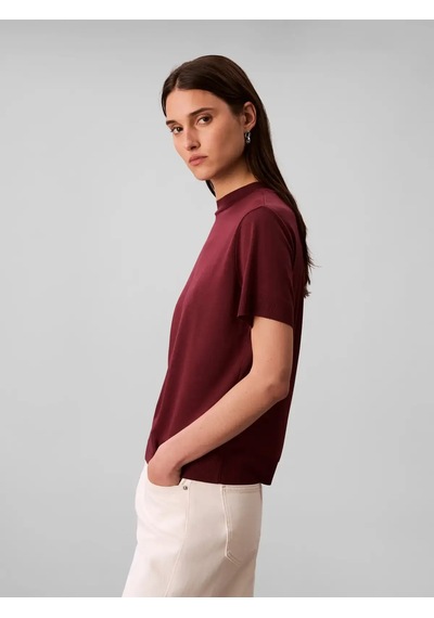 Calvin Klein Ss Silk Touch Fine K, Gex Bordo Kadın T-shirt