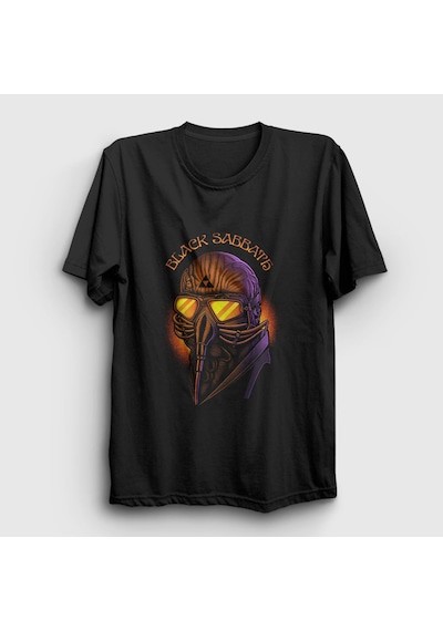 Presmono Unisex Gas Mask Black Sabbath T-shirt Siyah