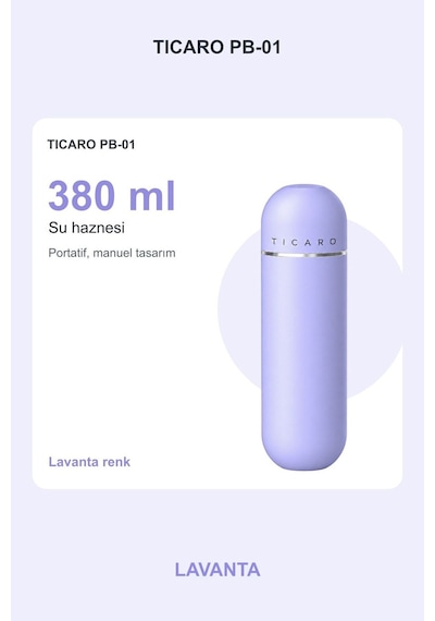 Tıcaro Pb-01 Portatif Taharet Şişesi, Manuel, 380 Ml, Mor
