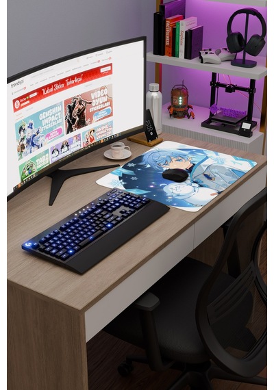 Chongyun Genshin Impact Anime Gacha V2 - 48x40 Xl Gaming Mouse Pad Fare Altlığı
