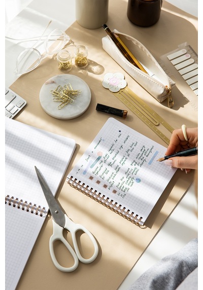 15x16 Spiralli Karton Kapak 2'li Kareli Not Defter Seti - Kahverengi Aura Çok Renkli
